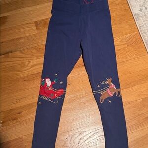 Mini Boden Navy Leggings with Santa and Reindeer